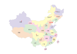 中国四色透明地图